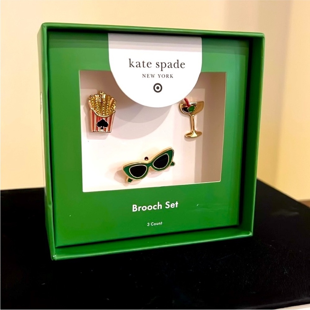 Kate Spade x Target collab Green and Gold Brooch Set of three pins - NWT - Picture 2 of 7
